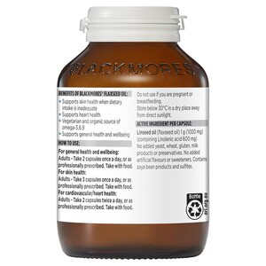 [PRE-ORDER] STRAIGHT FROM AUSTRALIA - Blackmores Flaxseed Oil 1000mg Omega-3 Vegetarian 100 Capsules